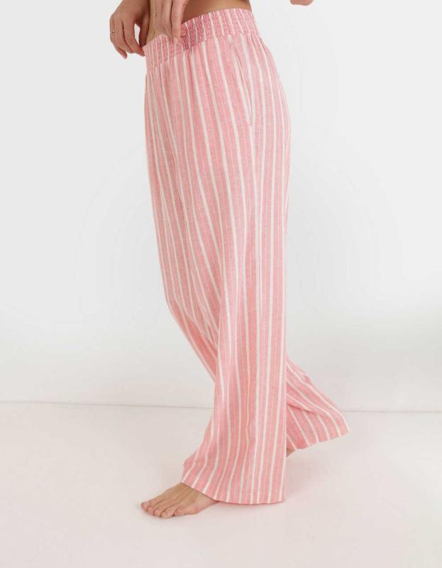 Aerie High Waisted Linen Pool-To-Party Pant - Spicy Coral, S 