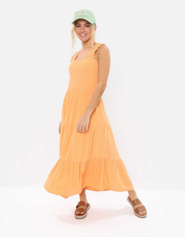Aerie Smocked Midi Dress - Soleil, XXS 