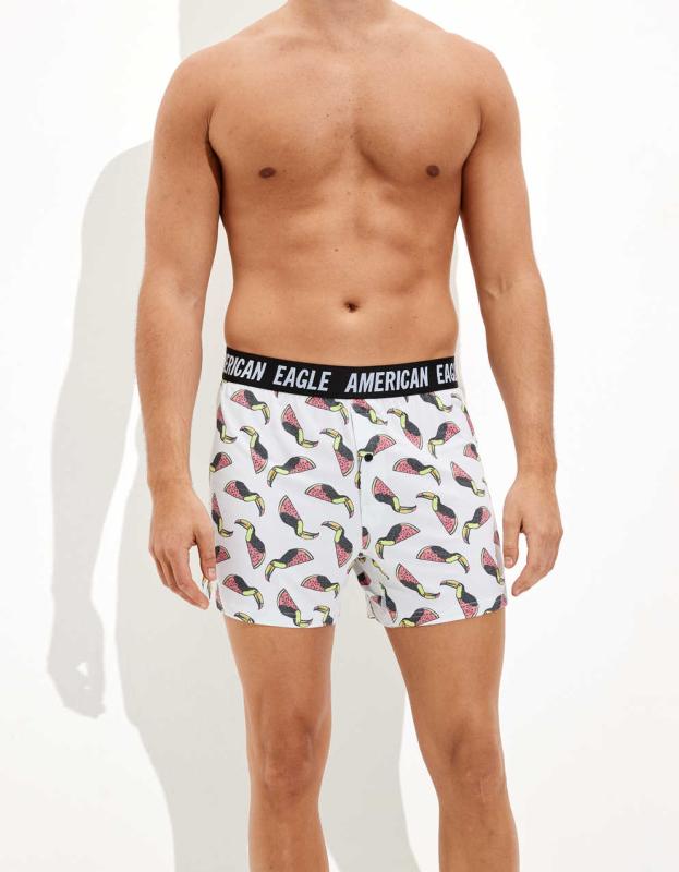 AEO Bird Melon Ultra Soft Boxer Short - White, XS 