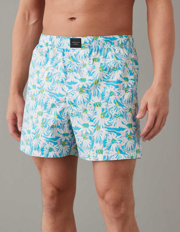AEO Flowers Stretch Boxer Short - Blue, XL 
