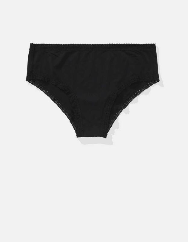 SMOOTHEZ Microfiber Lace Cheeky Underwear - True Black, S 