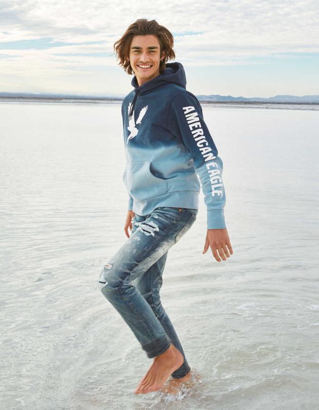 AE AirFlex+ Temp Tech Patched Skinny Jean - Indigo Fray, 31 X 32 