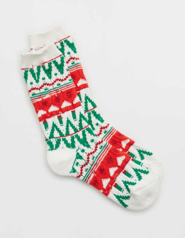 Aerie Fairisle Socks - Green Alpine, One Size 