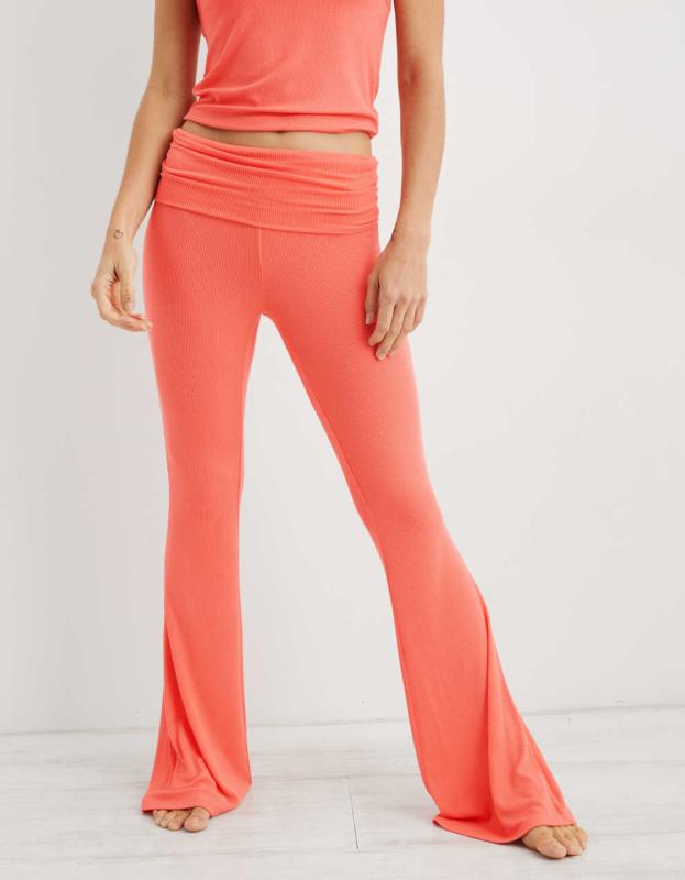 Aerie Real Soft® Foldover Flare Pant - Saturn Peach, S 