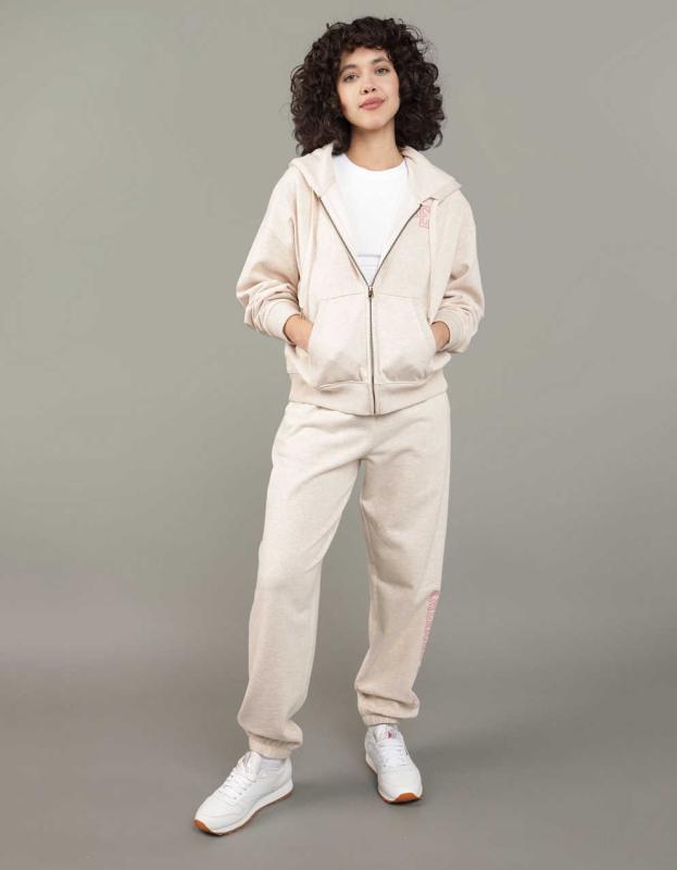 AE Heritage Zip-Up Hoodie - Oatmeal Heather, XXS 