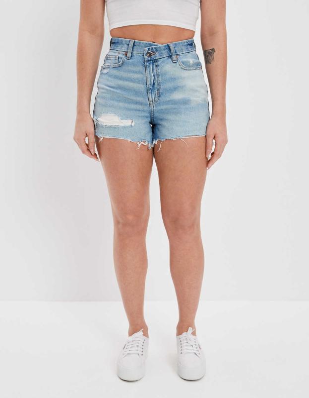 AE Curvy Denim Mom Shorts - Beautiful Bleach Out, 10 