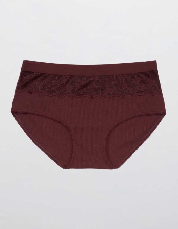 Aerie Snow Angel Lace Cotton Boybrief Underwear - Royal Berry, XL 