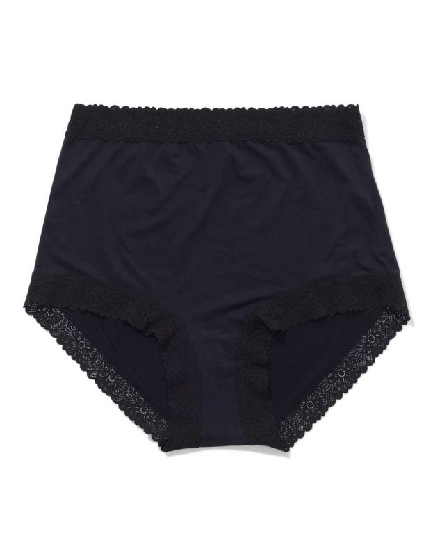 Sunnie Blossom Lace High Waisted Boybrief Underwear - True Black, S 