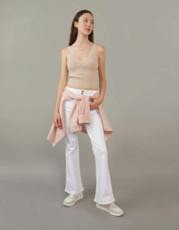 AE Ribbed Sweater Tank Top - Cream, L 