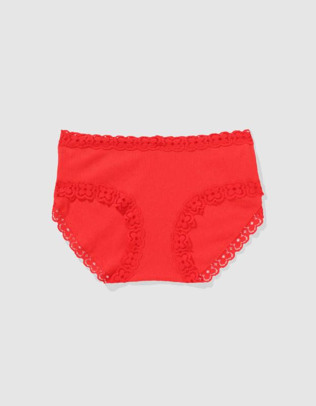 Superchill Cotton Cozy Lace Boybrief Underwear - Holiday Red, M 