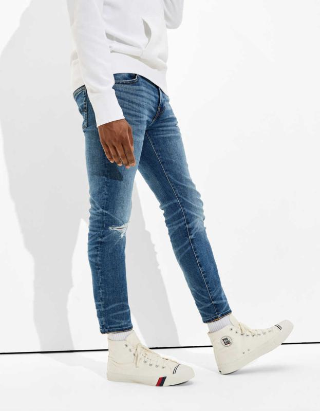 AE AirFlex+ Ripped Skinny Cropped Jean - Blue Daylight, 30 X 30 