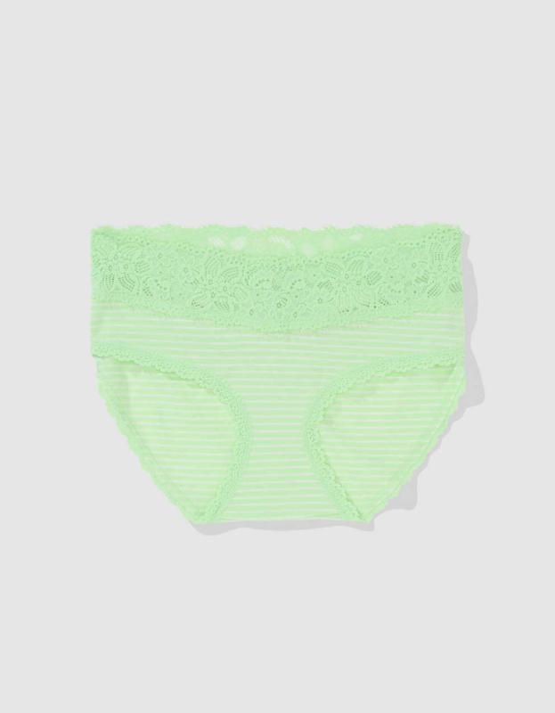 Superchill Cotton Eyelash Lace Boybrief Underwear - Green Beam, XS 