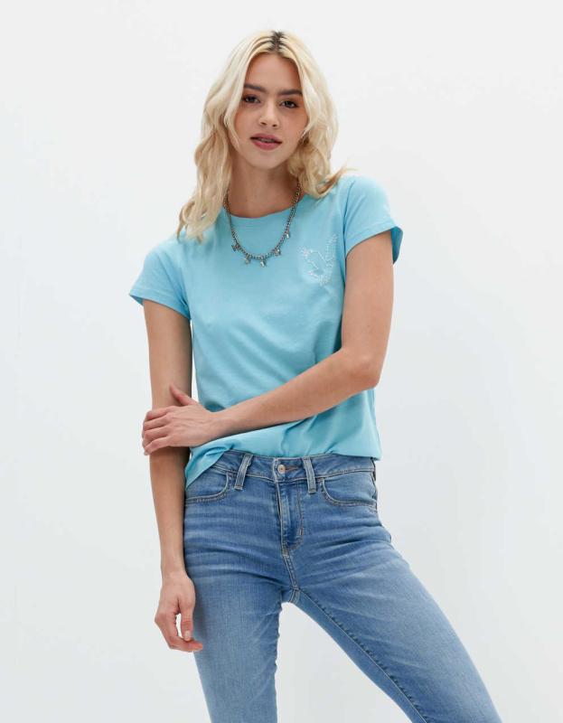 AE Slim Graphic Tee - Turquoise, M 