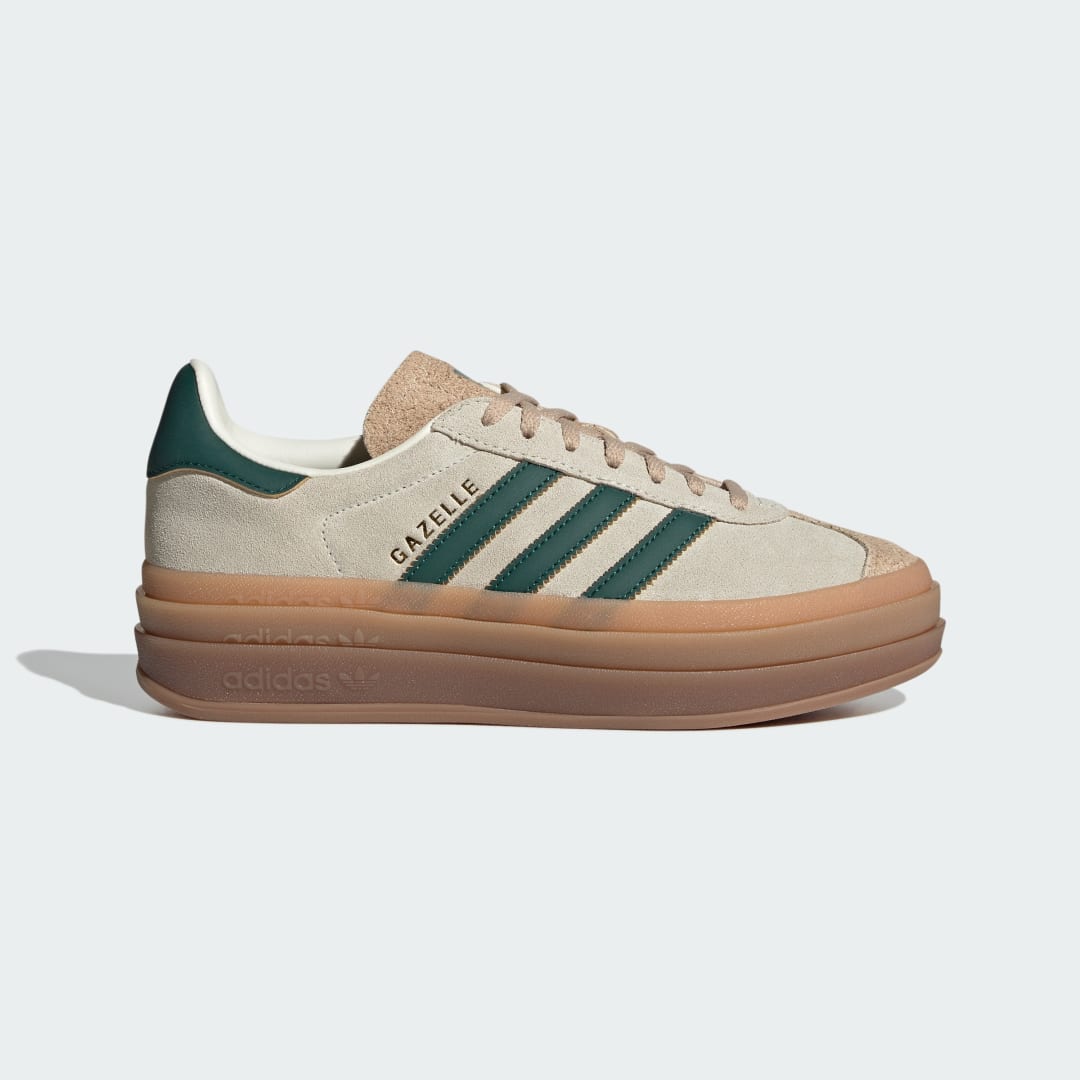 adidas Gazelle Bold Shoes Lifestyle 3.5 UK Unisex Cream White / Green / Magic Beige