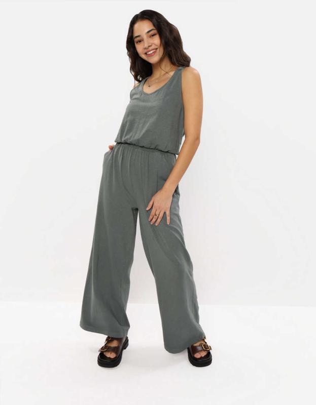 Aerie Knit Wide Leg Jumpsuit - Royal Palm, L 