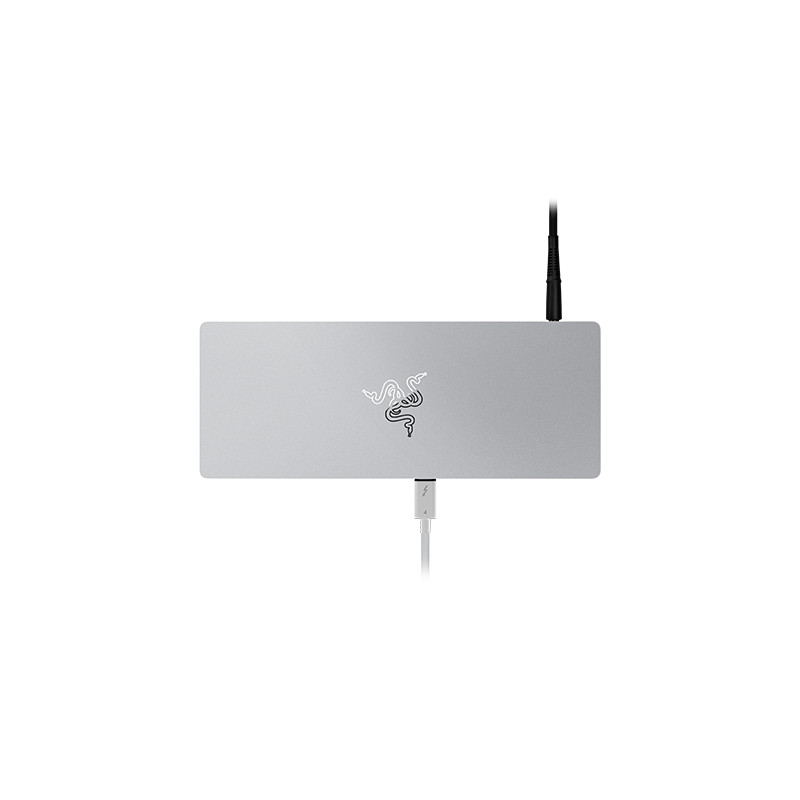 Razer Thunderbolt™ 4 Dock - Mercury - Universal Thunderbolt™ 4 dock with 10 ports for maximum connectivity - Expanded Capabilities with 10 ports in one - Compatible with Windows and Mac devices - Connect up to 2 x 4K displays (Intel Mac) and 1 x 4K (M1 Ma