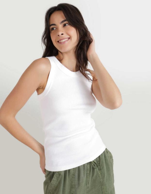 Aerie High Neck Tank Top - White, M 