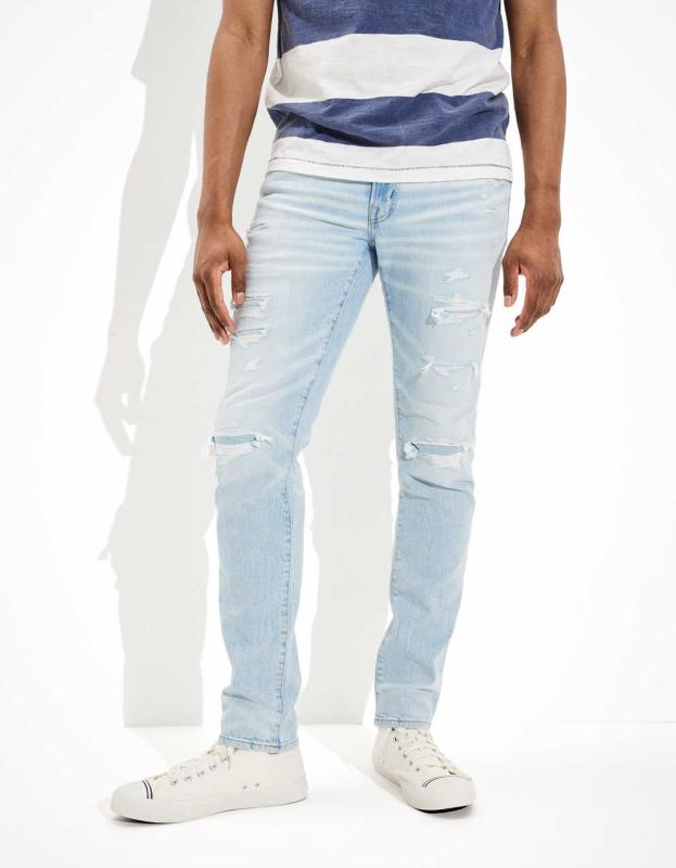 AE AirFlex+ Patched Slim Jean - Light Destroy Wash, 31 X 32 