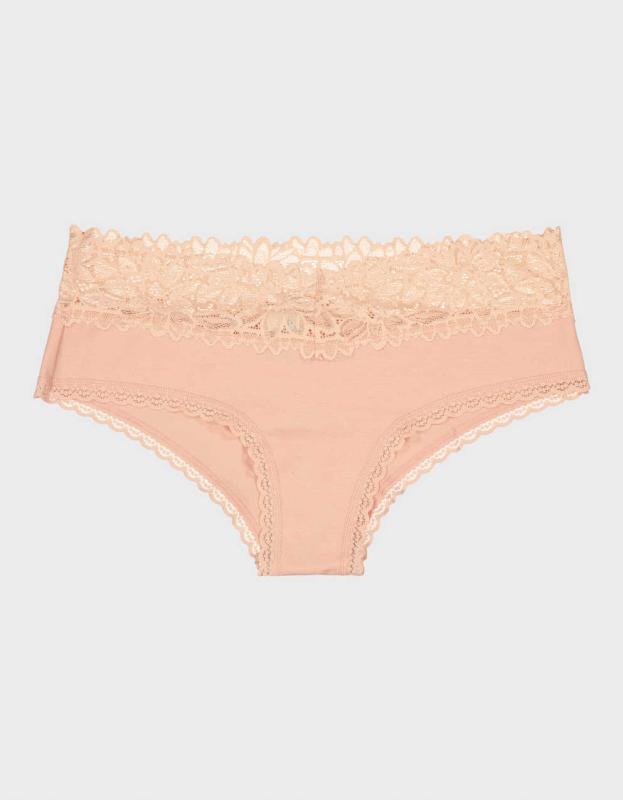 Aerie Cotton Sunkissed Lace Cheeky Underwear - Blush, XS 