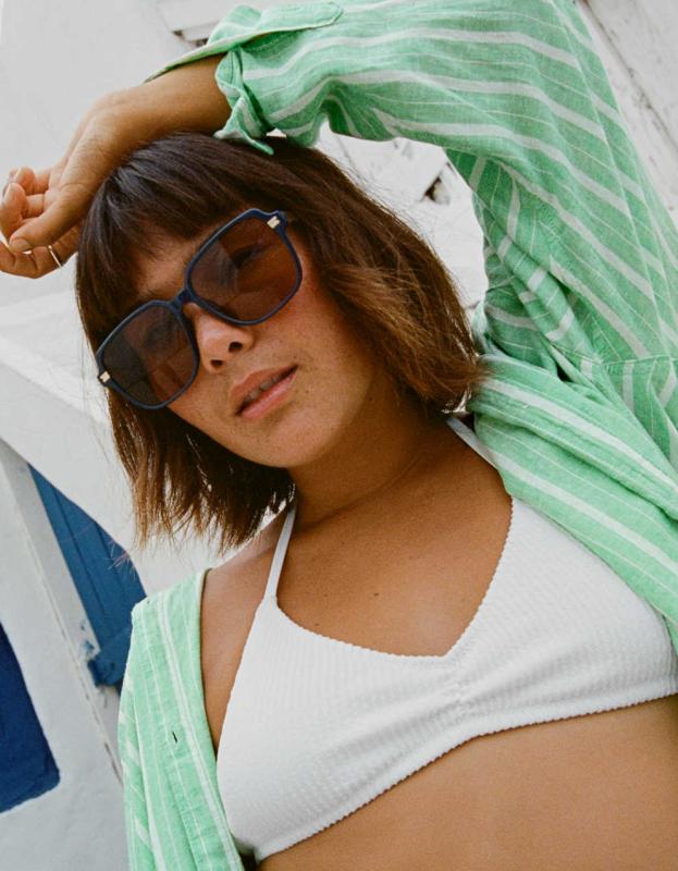 Aerie Crinkle Halter Voop Bikini Top - White, XS 