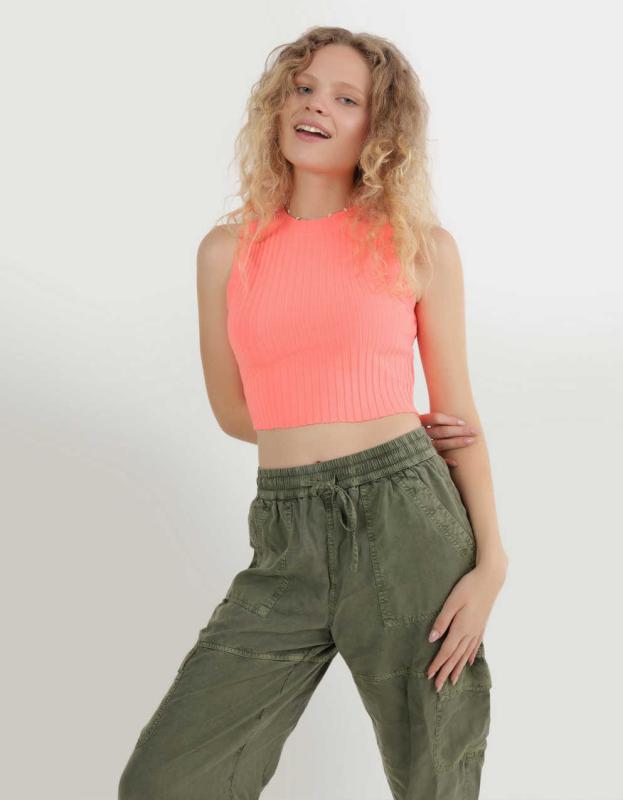 Aerie High Neck Ribbed Tank Top - Tropadelic, XXS 