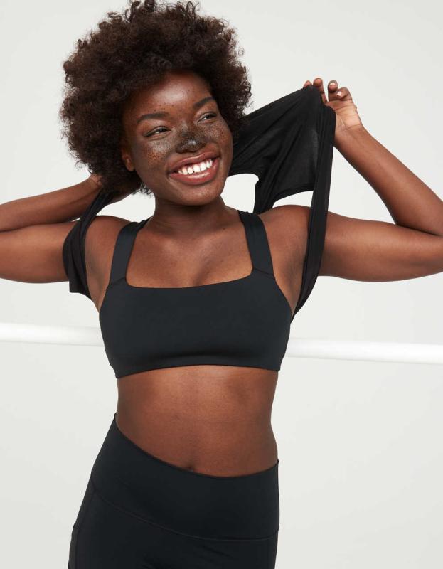 OFFLINE By Aerie Goals Bandeau Sports Bra - True Black, M 