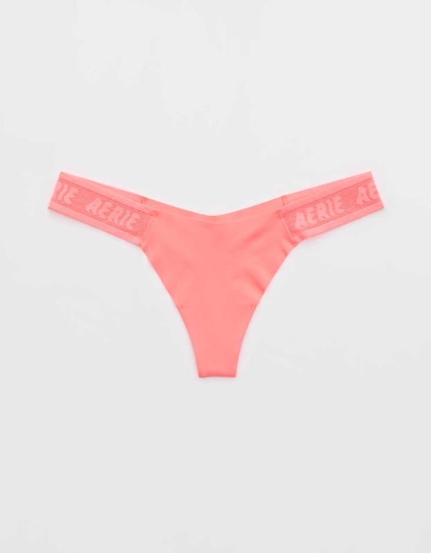 SMOOTHEZ No Show Logo Thong Underwear - Tropadelic, XS 