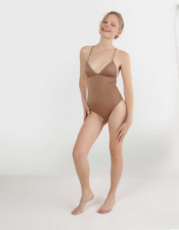 Aerie Shine Pique Cheeky One Piece Swimsuit - Cedar Expedition, L 