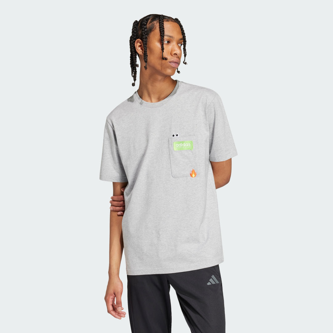 adidas Remoji Pocket Graphic Tee Lifestyle S Men Grey
