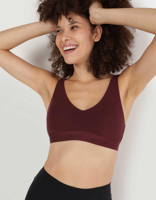 Superchill Cotton Padded Plunge Bralette - Royal Berry, L 