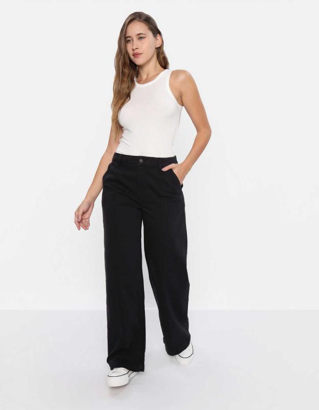 AE Dreamy Drape Stretch Super High-Waisted Baggy Wide-Leg Jean - Black Wash, 00 