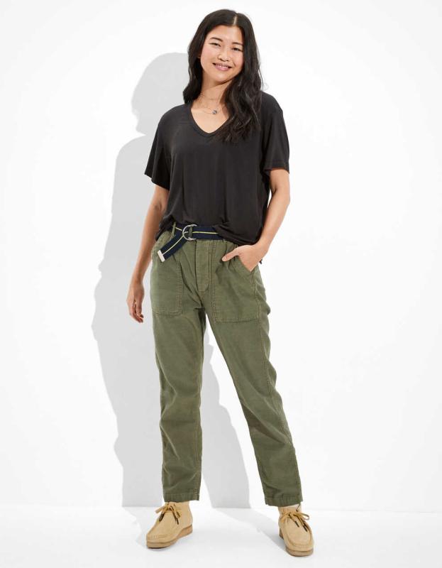 AE Oversized Soft & Sexy V-Neck T-Shirt - True Black, M 