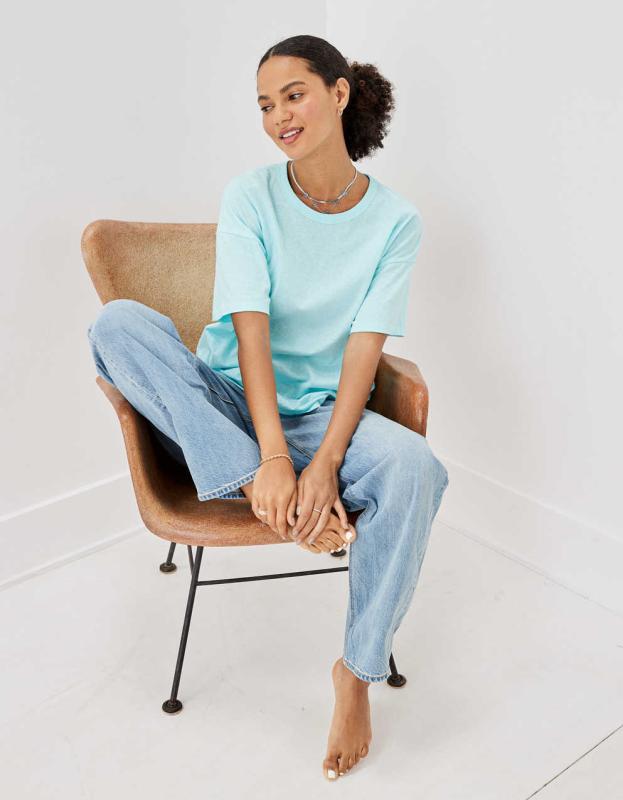 AE Oversized True Tee - Aqua, M 
