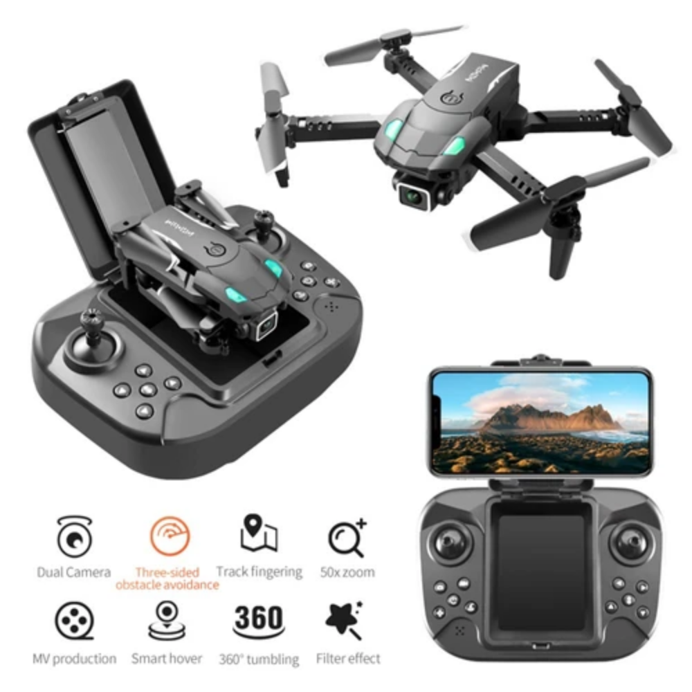 S128 Mini Drone 4K HD Camera FPV Three-sided Obstacle Avoidance Foldable Quadcopter Toy - 2 Batteries 2 Cameras