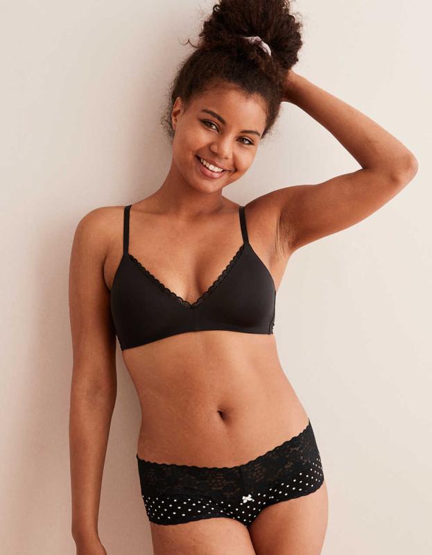 Aerie Real Happy Wireless Lightly Lined Bra - True Black, 80A 