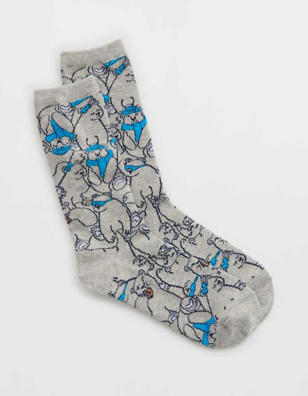 Aerie Graphic Crew Socks - Smoked Gray, One Size 