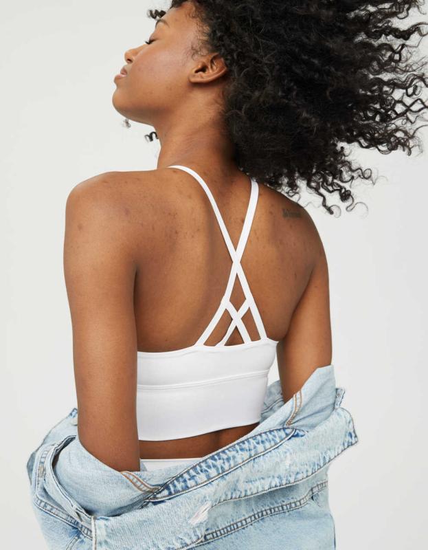 OFFLINE By Aerie Real Me Strappy Back Sports Bra - White, XS 