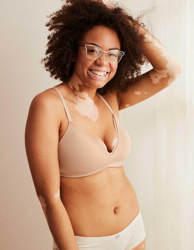 Aerie Real Happy Wireless Lightly Lined Bra - Sands, 75A 