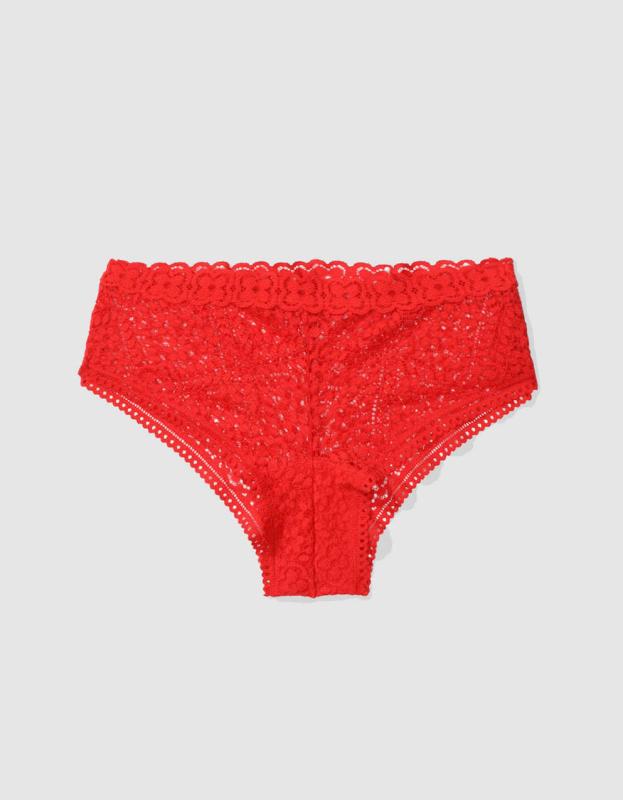 Superchill Cozy Lace Cheeky Underwear - Holiday Red, L 