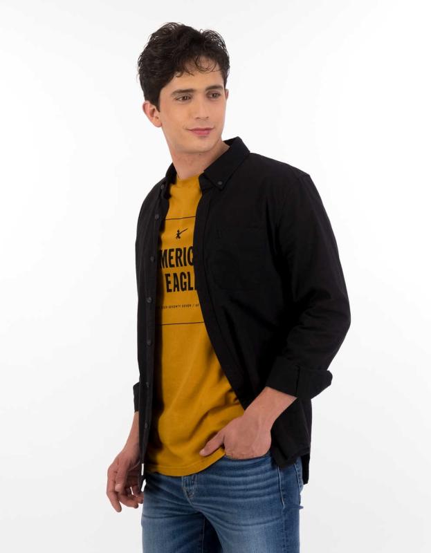 AE Slim Fit Oxford Button-Up Shirt - Black, XS 