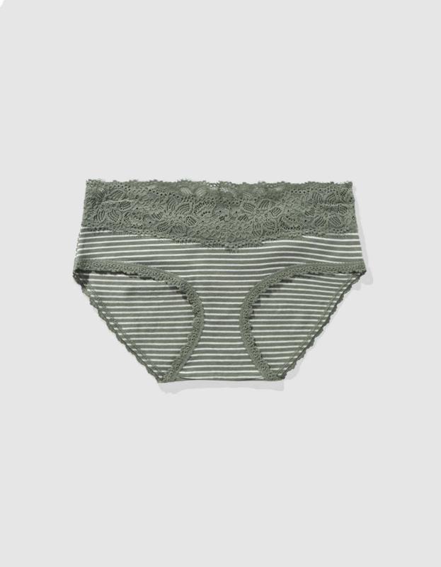 Superchill Cotton Eyelash Lace Boybrief Underwear - Olive Fun, L 
