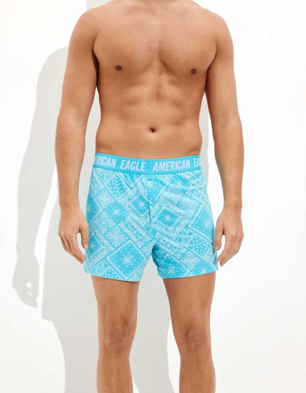 AEO Bandana Ultra Soft Boxer Short - Tidal Blue, XS 