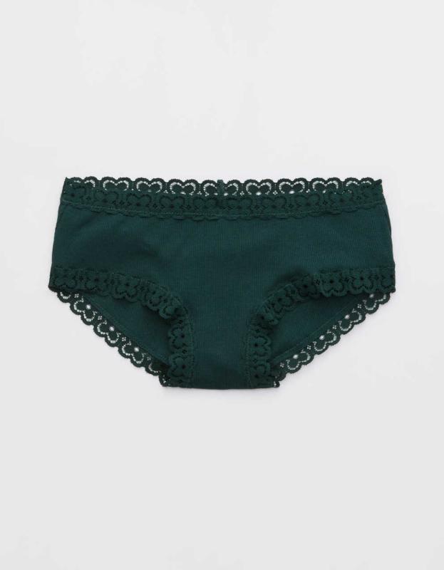 Superchill Cotton Cozy Lace Boybrief Underwear - Deep Forest Green, M 