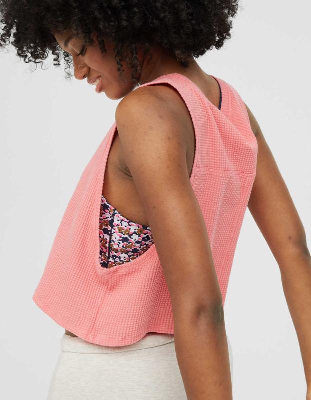 OFFLINE By Aerie Wow! Waffle Tank Top - Rose, XXS 