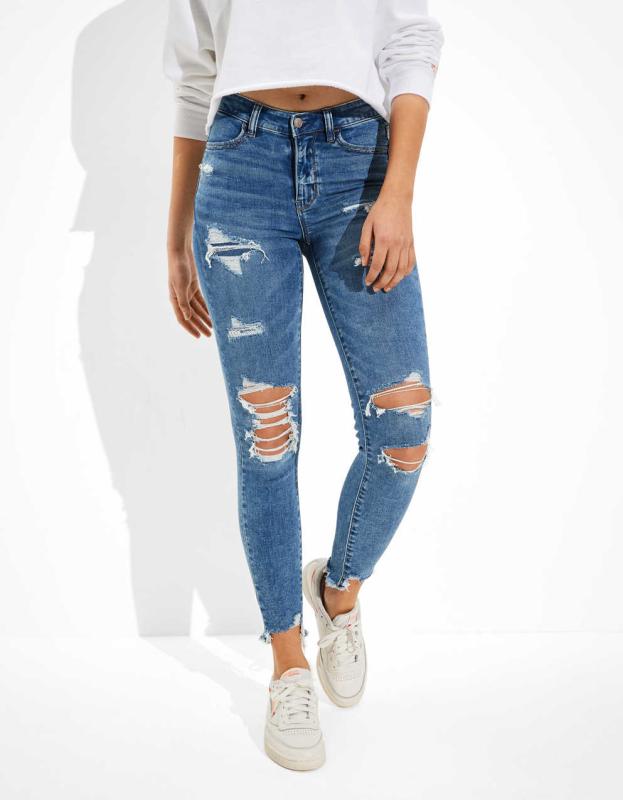 AE Ne(x)t Level Ripped High V-Rise Jegging - Indigo Acid, 2 