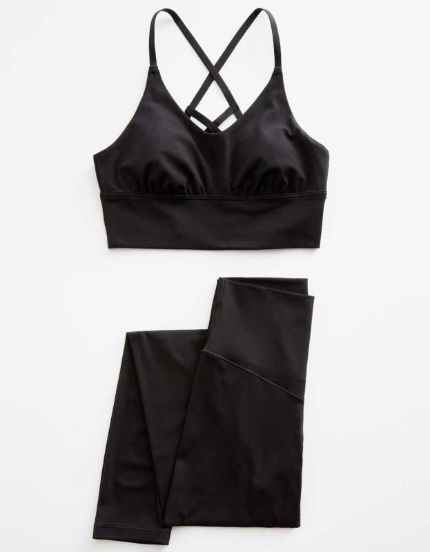 OFFLINE By Aerie Real Me Strappy Back Sports Bra - True Black, M 