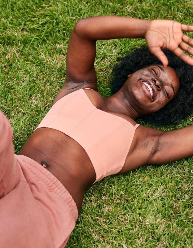 OFFLINE Ribbed Longline Sports Bra - Beach Peach, S 