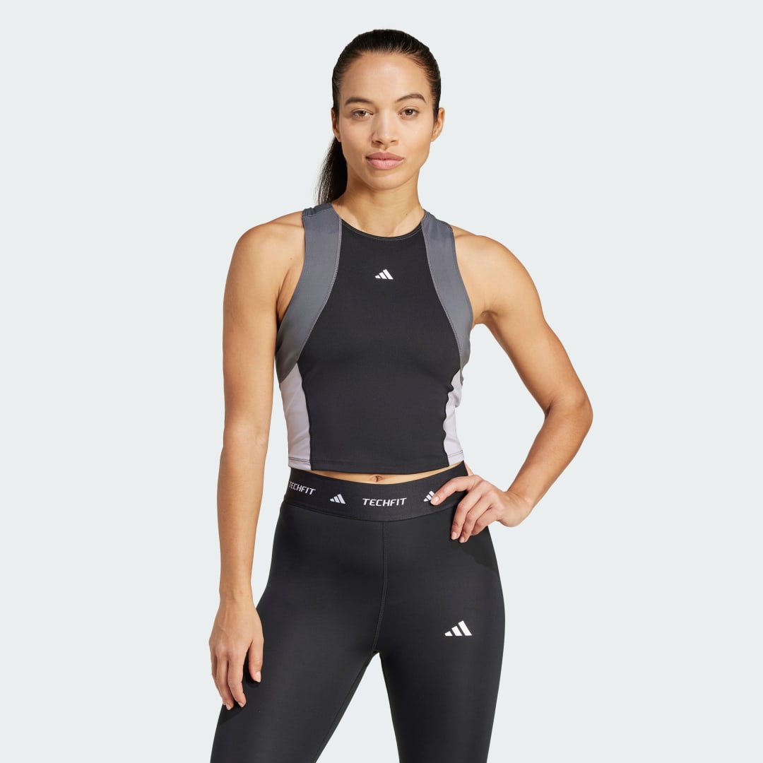 adidas TECHFIT colorblock Training Crop Tank Top Training A/XL Women Black