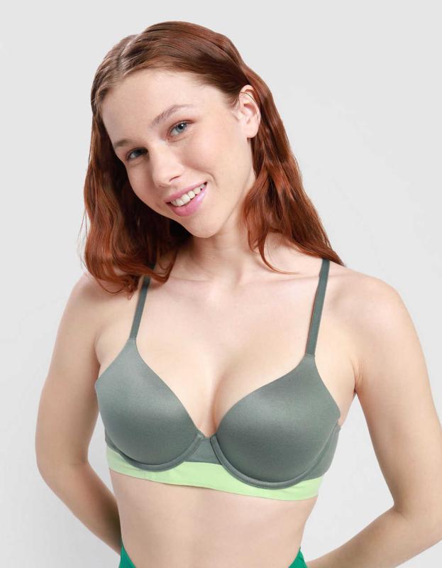 Sunnie Full Coverage Lightly Lined Strappy Bra - Green Beam, 75B 