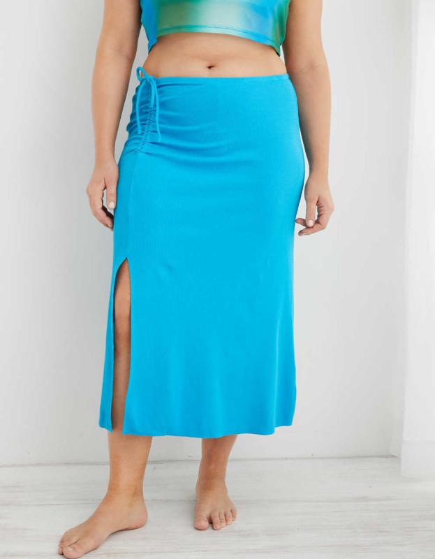 Aerie Beachwalk Midi Skirt - Elite Blue, XS 